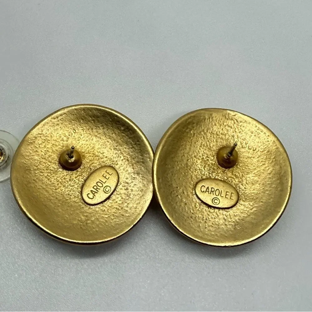 Vintage Carolee Gold and Cream Statement Earrings